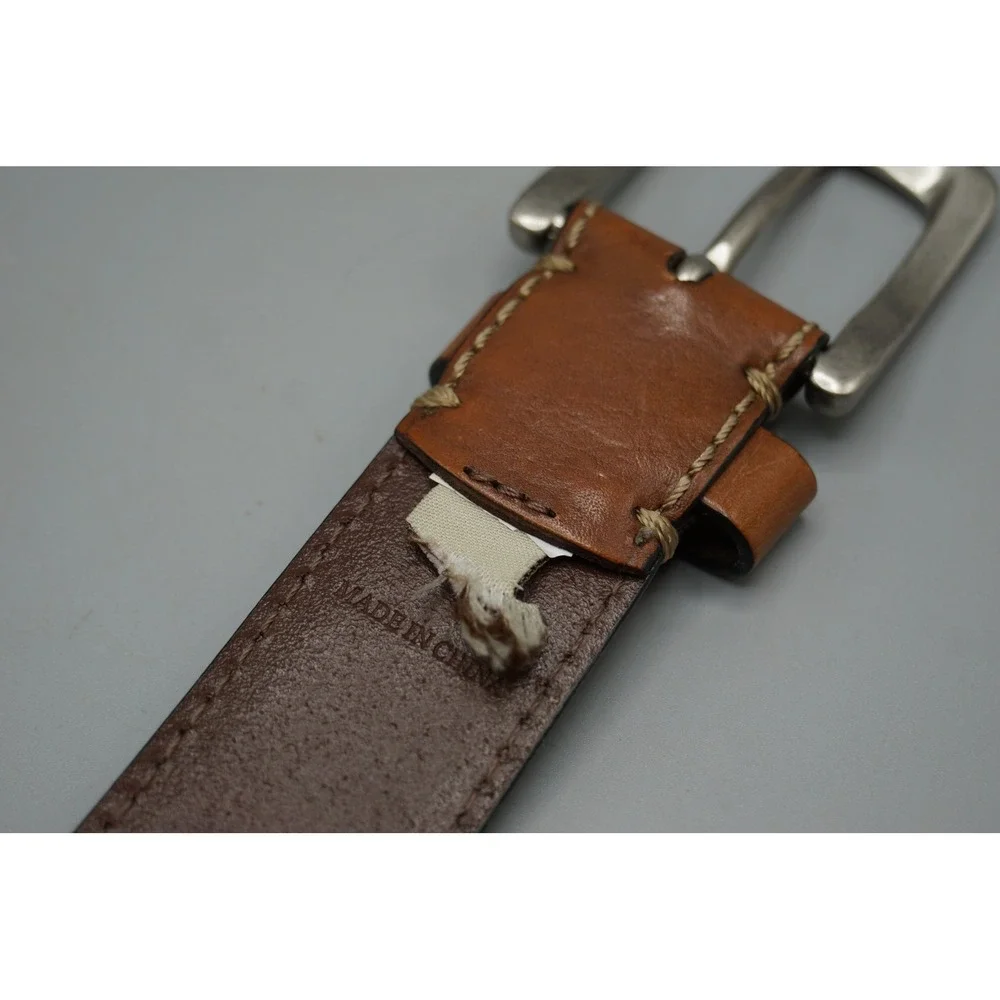 Fossil Mens Brown Genuine Leather Belt MB1255 200 38 Silver Buckle Classic